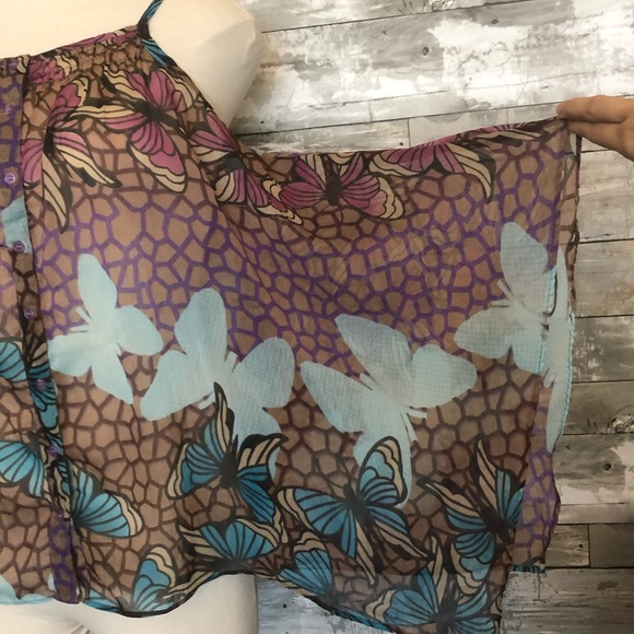 ❤️ (3/$15) Sz M Fire LA Sheer Butterfly Tank Top Blouse - Picture 5 of 6